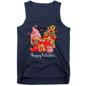 Happy Valentines Day Gnomes With Leopard Sunflower Valentine Love Tank Top