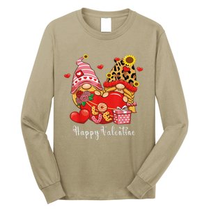 Happy Valentines Day Gnomes With Leopard Sunflower Valentine Love Long Sleeve Shirt