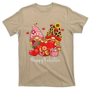 Happy Valentines Day Gnomes With Leopard Sunflower Valentine Love T-Shirt