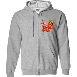 Happy Valentines Day Gnomes With Leopard Sunflower Valentine Love Full Zip Hoodie