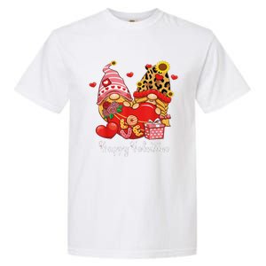 Happy Valentines Day Gnomes With Leopard Sunflower Valentine Love Garment-Dyed Heavyweight T-Shirt