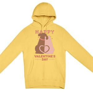 Happy Valentines Day Dog Tail Heart Premium Pullover Hoodie