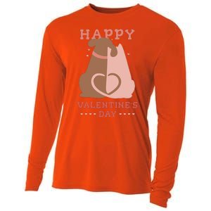 Happy Valentines Day Dog Tail Heart Cooling Performance Long Sleeve Crew