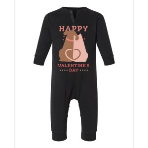 Happy Valentines Day Dog Tail Heart Infant Fleece One Piece