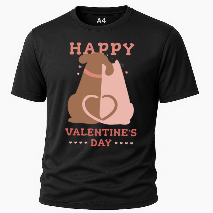 Happy Valentines Day Dog Tail Heart Cooling Performance Crew T-Shirt