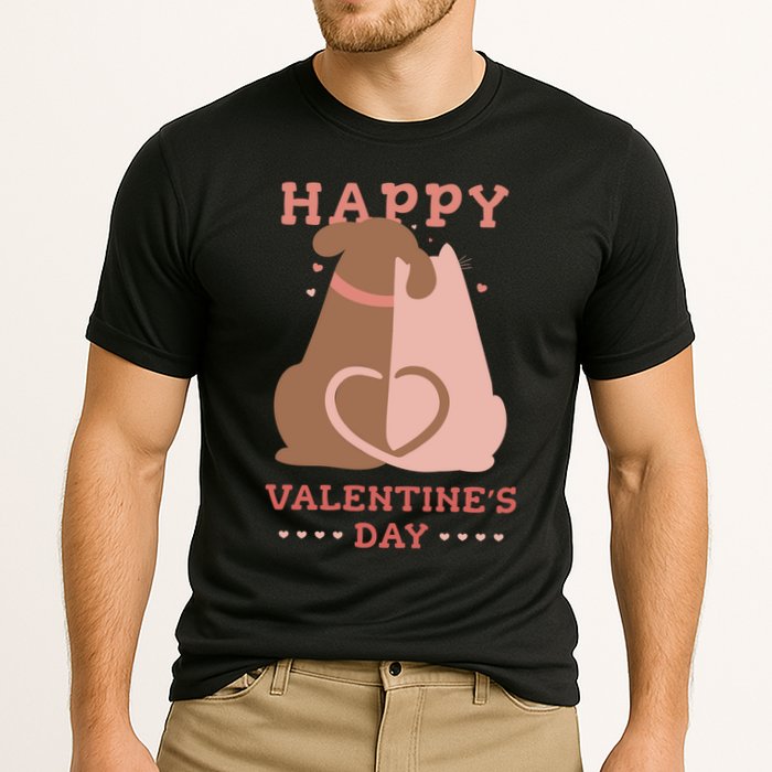 Happy Valentines Day Dog Tail Heart Cooling Performance Crew T-Shirt