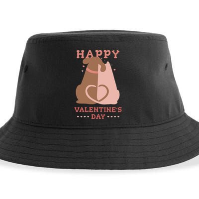 Happy Valentines Day Dog Tail Heart Sustainable Bucket Hat