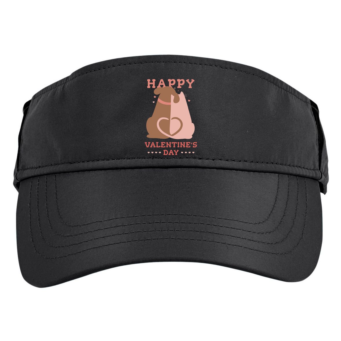 Happy Valentines Day Dog Tail Heart Adult Drive Performance Visor