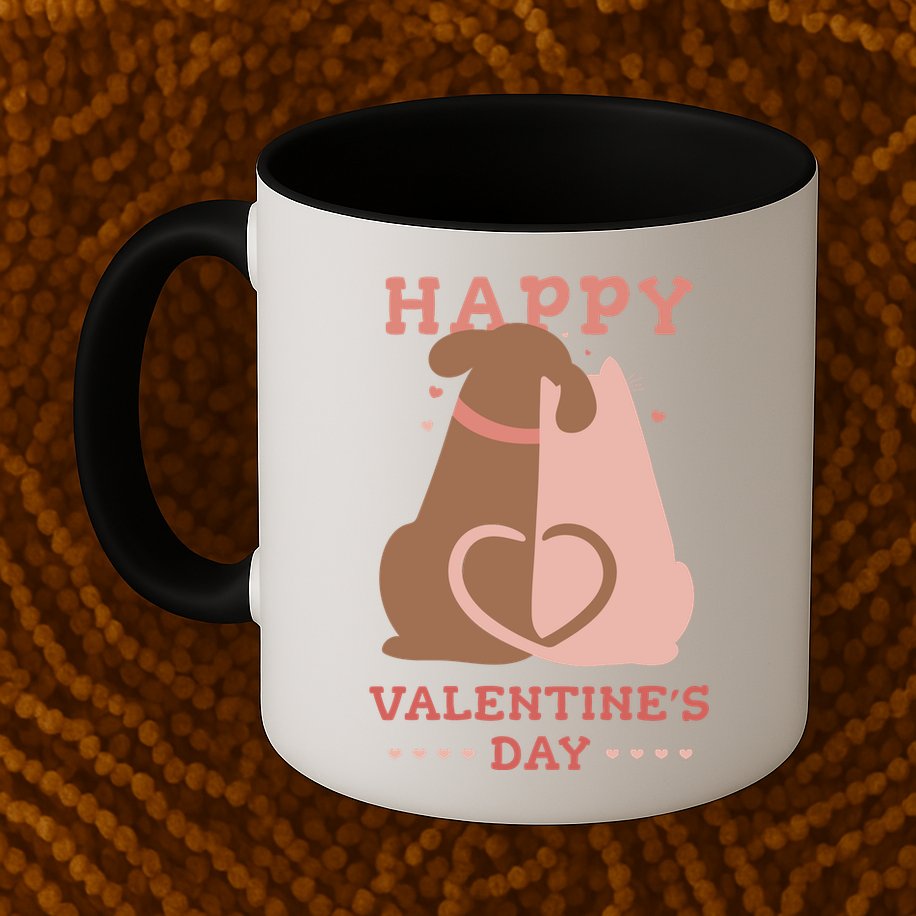 Happy Valentines Day Dog Tail Heart Mug