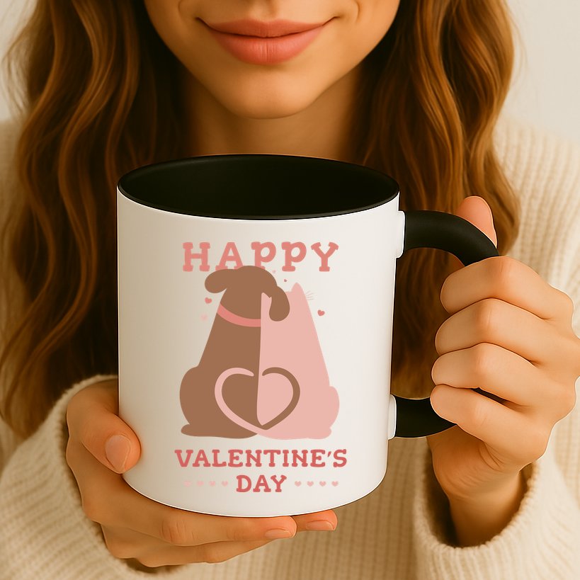 Happy Valentines Day Dog Tail Heart Mug