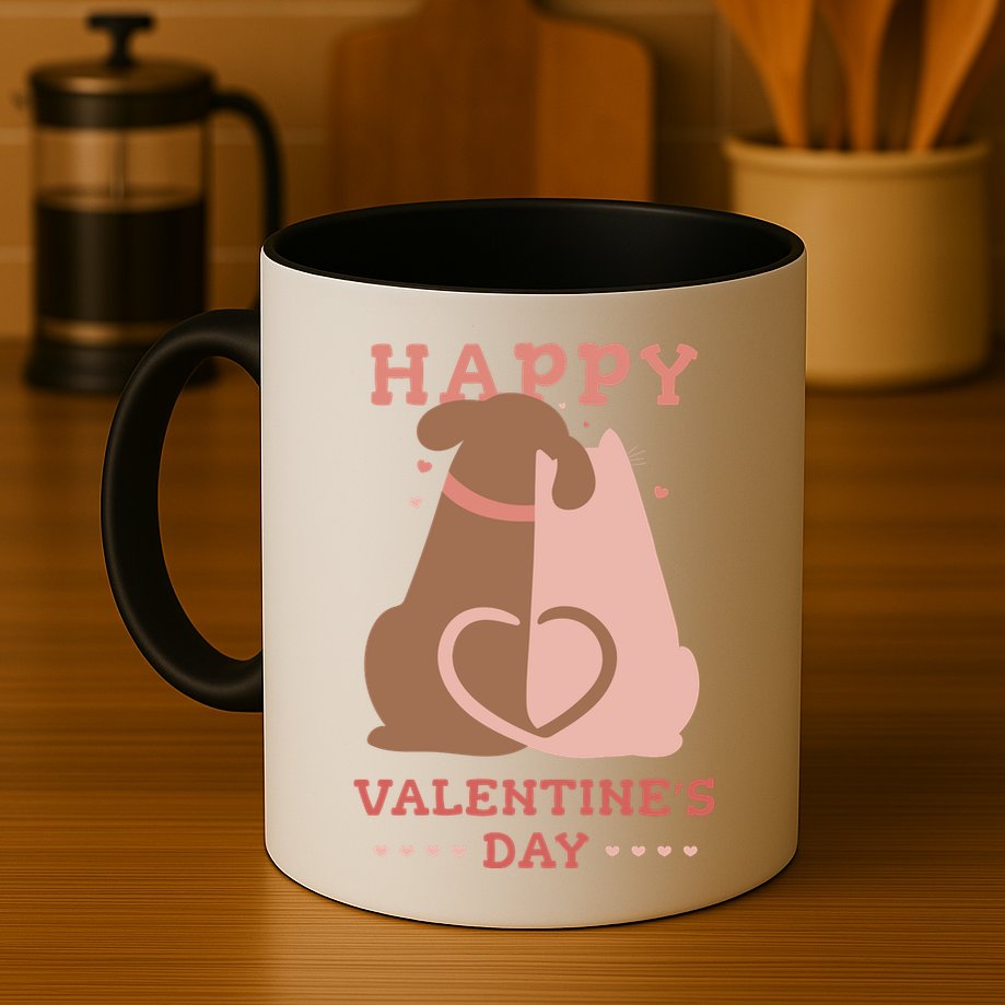Happy Valentines Day Dog Tail Heart Mug