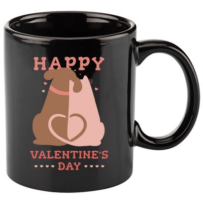 Happy Valentines Day Dog Tail Heart 11oz C Handle Ceramic Mug