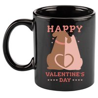 Happy Valentines Day Dog Tail Heart 11oz C Handle Ceramic Mug
