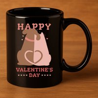 Happy Valentines Day Dog Tail Heart 11oz C Handle Ceramic Mug