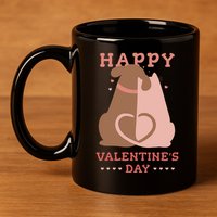 Happy Valentines Day Dog Tail Heart 11oz C Handle Ceramic Mug