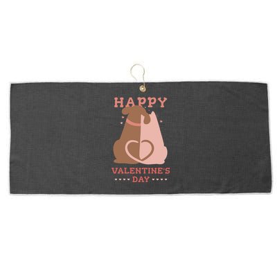 Happy Valentines Day Dog Tail Heart Large Microfiber Waffle Golf Towel