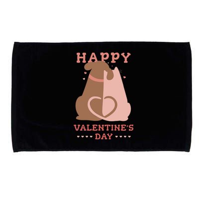 Happy Valentines Day Dog Tail Heart Microfiber Hand Towel