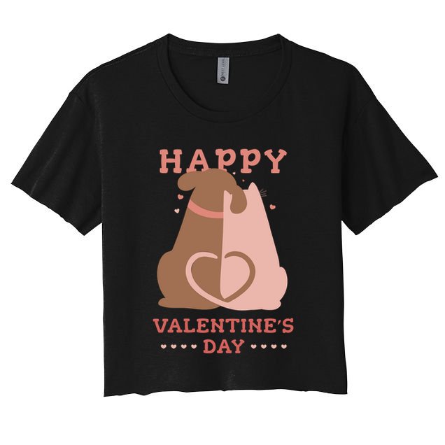 Happy Valentines Day Dog Tail Heart Crop Top