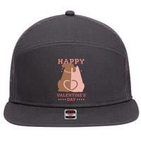 Happy Valentines Day Dog Tail Heart 7 Panel Mesh Trucker Snapback Hat