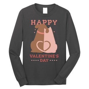 Happy Valentines Day Dog Tail Heart Long Sleeve Shirt