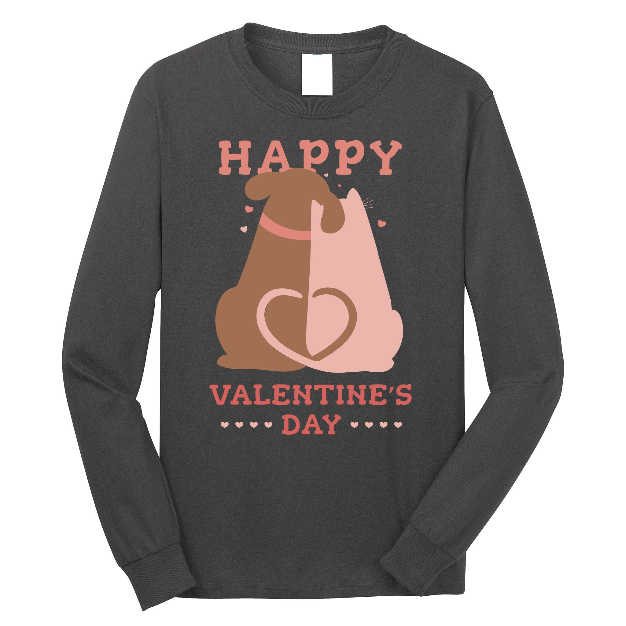 Happy Valentines Day Dog Tail Heart Long Sleeve Shirt