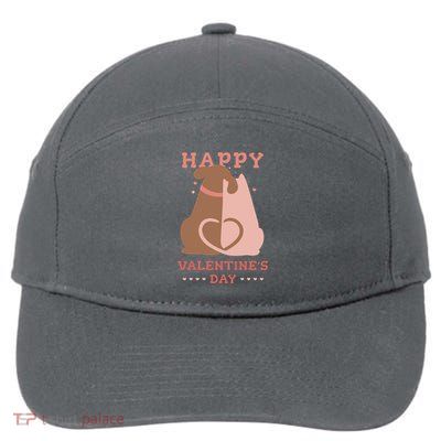 Happy Valentines Day Dog Tail Heart 7-Panel Snapback Hat