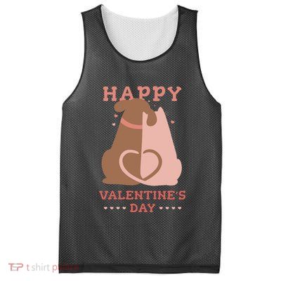 Happy Valentines Day Dog Tail Heart Mesh Reversible Basketball Jersey Tank