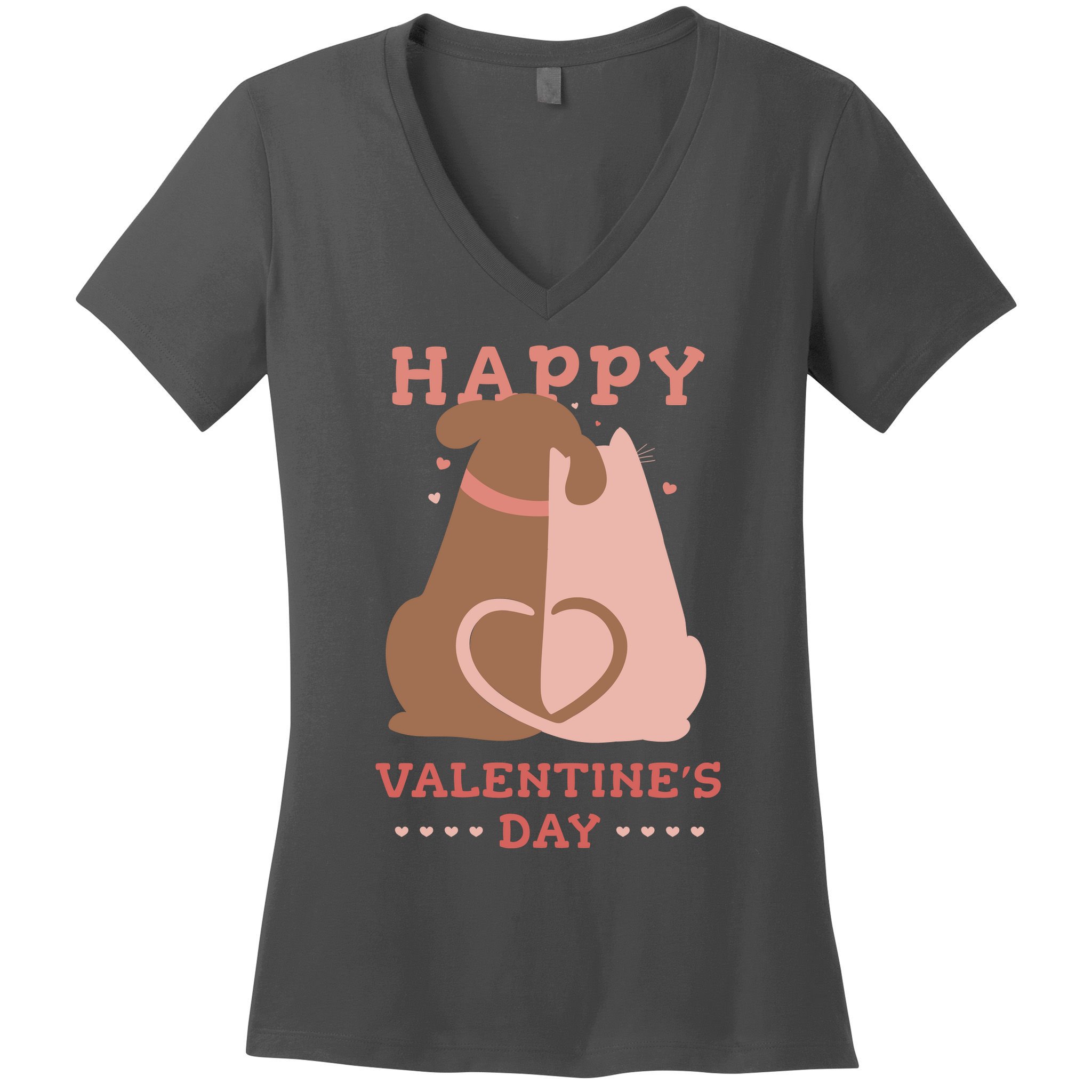 Happy Valentines Day Dog Tail Heart Women's V-Neck T-Shirt