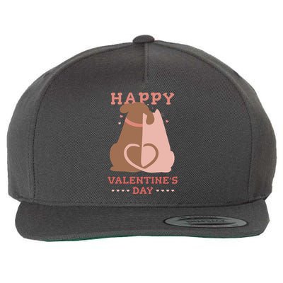 Happy Valentines Day Dog Tail Heart Wool Snapback Cap