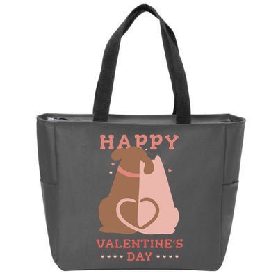 Happy Valentines Day Dog Tail Heart Zip Tote Bag