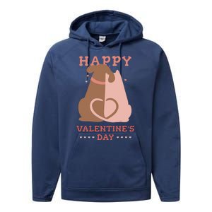 Happy Valentines Day Dog Tail Heart Performance Fleece Hoodie