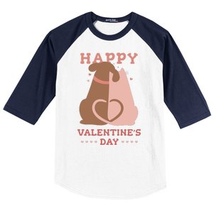 Happy Valentines Day Dog Tail Heart Baseball Sleeve Shirt