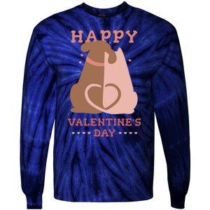 Happy Valentines Day Dog Tail Heart Tie-Dye Long Sleeve Shirt