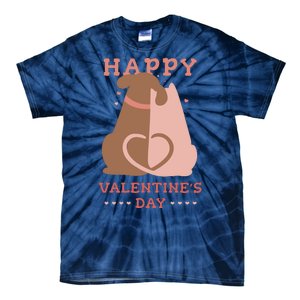 Happy Valentines Day Dog Tail Heart Tie-Dye T-Shirt