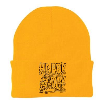 Happy Valentine's Day Mommy Dinosaur Love Gift Line Drawing Funny Gift Knit Cap Winter Beanie