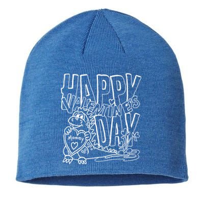 Happy Valentine's Day Mommy Dinosaur Love Gift Line Drawing Funny Gift Sustainable Beanie