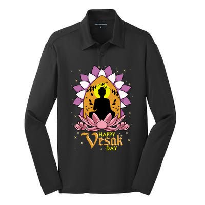 Happy Vesak Day Buddha Jayanti Buddha Purnima And Buddha Day Gift Silk Touch Performance Long Sleeve Polo