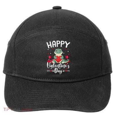Happy Valentines Day Love Hearts Alligator Valentine Funny Gift 7-Panel Snapback Hat