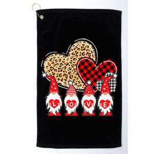 Happy Valentines Day Cute Gnomes Leopard Plaid Hearts Love Platinum Collection Golf Towel