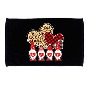 Happy Valentines Day Cute Gnomes Leopard Plaid Hearts Love Microfiber Hand Towel