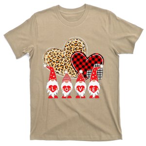 Happy Valentines Day Cute Gnomes Leopard Plaid Hearts Love T-Shirt