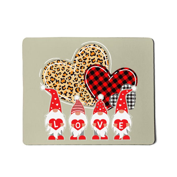 Happy Valentines Day Cute Gnomes Leopard Plaid Hearts Love Mousepad