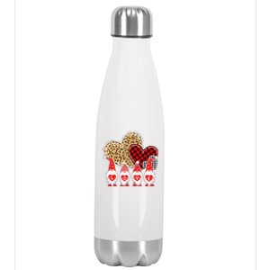 Happy Valentines Day Cute Gnomes Leopard Plaid Hearts Love Stainless Steel Insulated Water Bottle