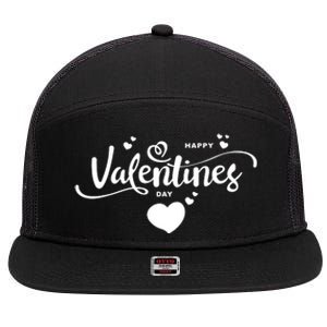 Happy Valentines Day Cute Romantic 7 Panel Mesh Trucker Snapback Hat