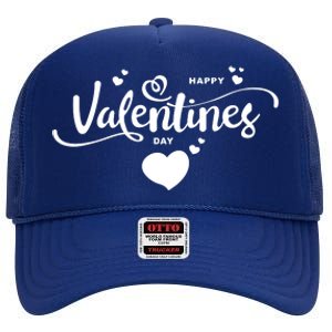 Happy Valentines Day Cute Romantic High Crown Mesh Back Trucker Hat