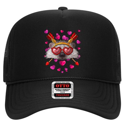 Hedgehog Valentines Day Animal Face Heart Glass Love Arrows Gift Trucker Hat