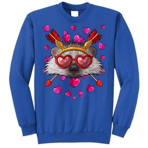 Hedgehog Valentines Day Animal Face Heart Glass Love Arrows Gift Sweatshirt