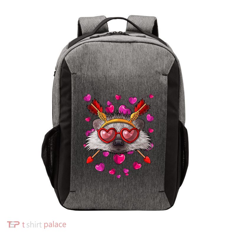 Hedgehog Valentines Day Animal Face Heart Glass Love Arrows Gift Vector Backpack