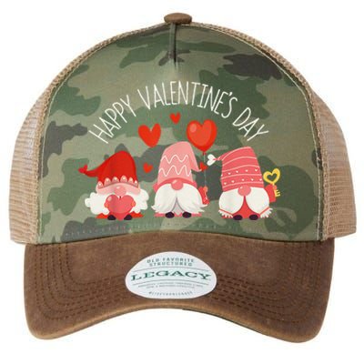 Happy Valentines Day Cute Three Gnomes Hearts Couple Gifts Legacy Tie Dye Trucker Hat