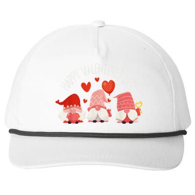 Happy Valentines Day Cute Three Gnomes Hearts Couple Gifts Snapback Five-Panel Rope Hat